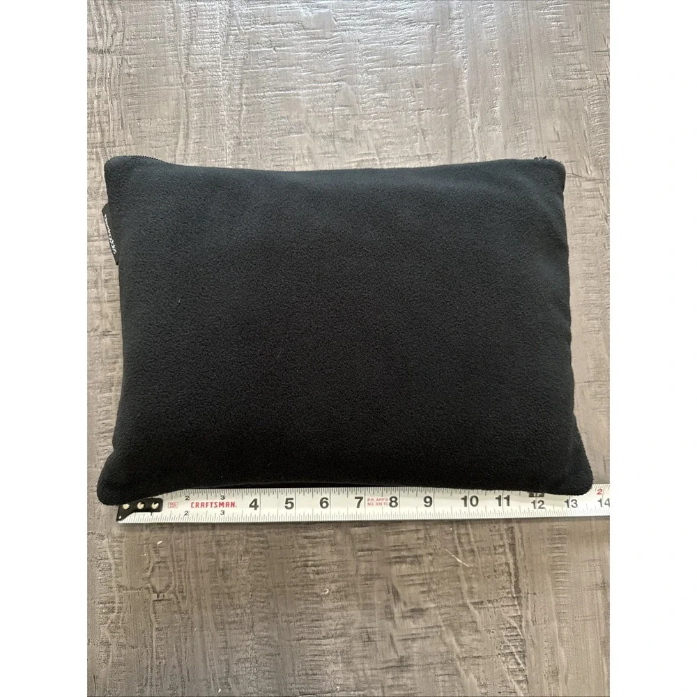 Bloomingdale's black travel or comfort kit Bag,  blanket, sleep mask pillow comb